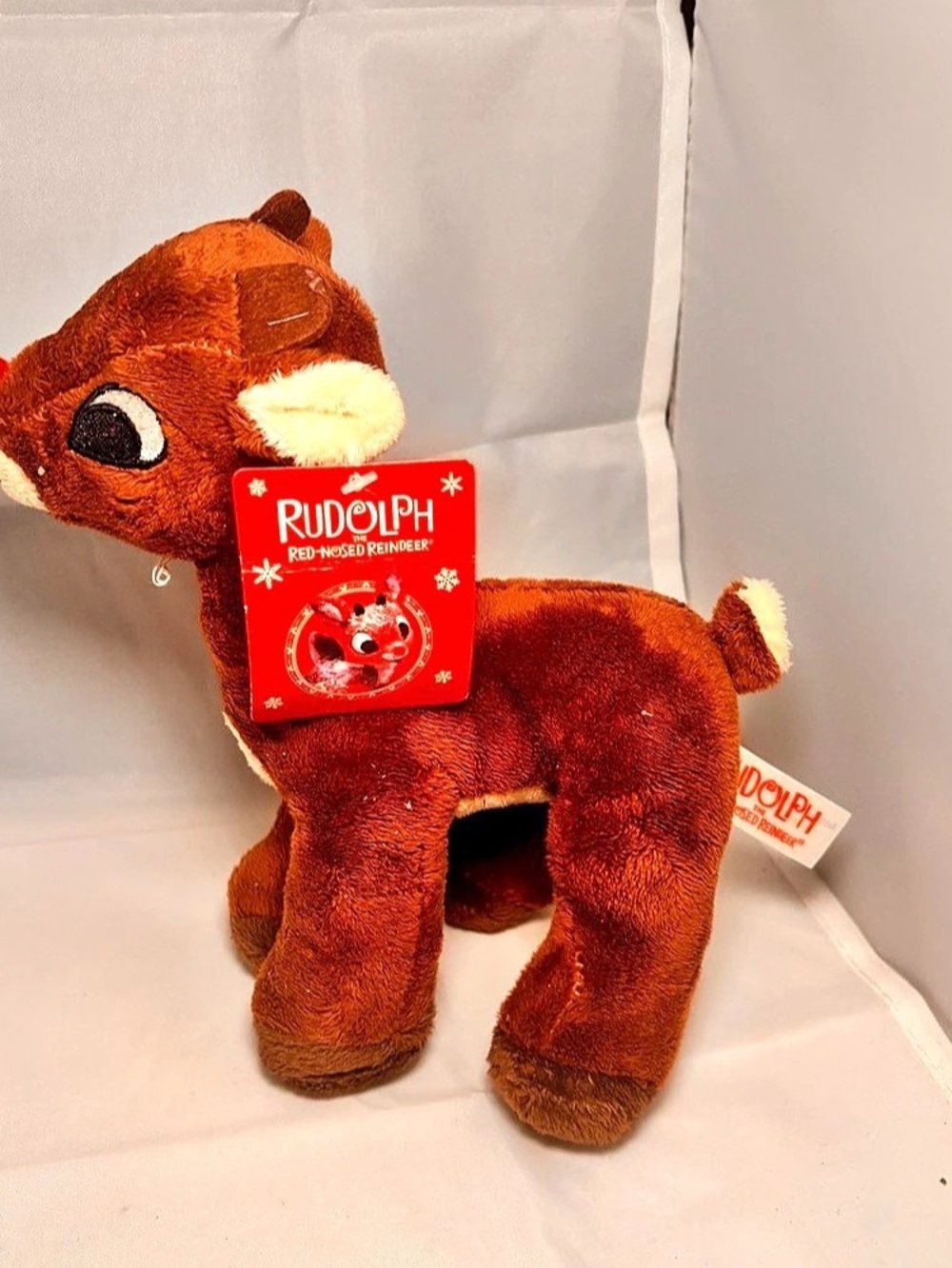 Rudolph the Red-Nosed Reindeer plush Reindeer NWT Brown & Red